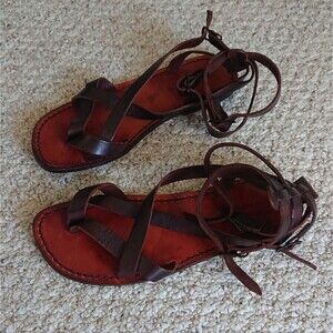 Gianluca L'artigiano del cuoio Handmade leather sandals in dark brown size 12